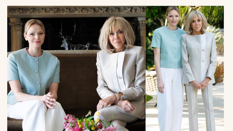 Brigitte Macron y Charlène de Mónaco impactan con sus looks en una visita de Estado única