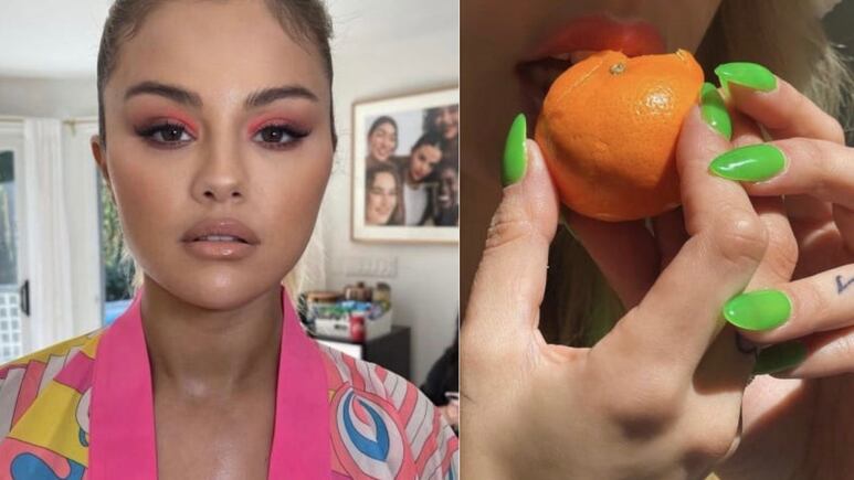 Selena Gomez y Danna Paola lucen diseños de uñas neón, los favoritos para verano