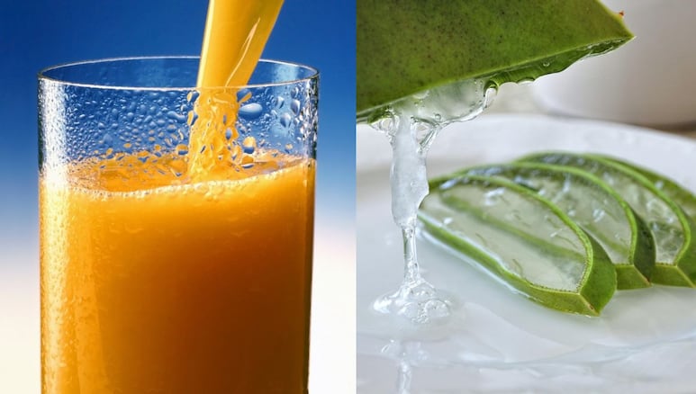 jugo de naranja y aloe vera