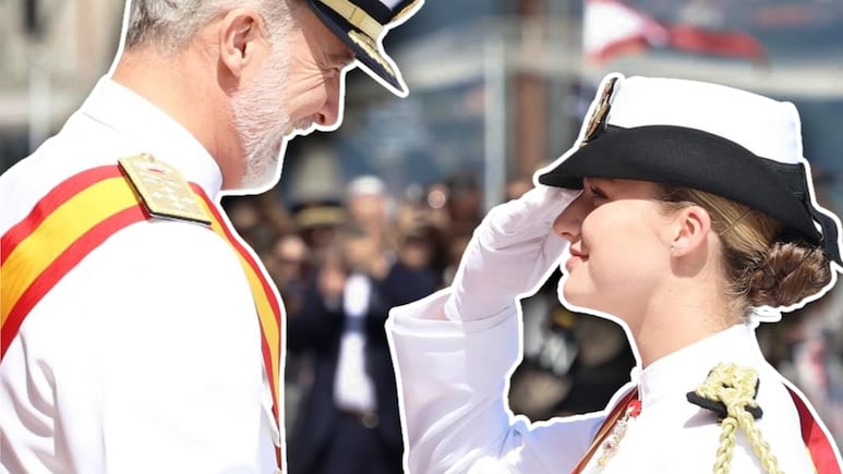 Emotivo gesto del Rey Felipe VI al entregar la Gran Cruz del Mérito Naval a Leonor