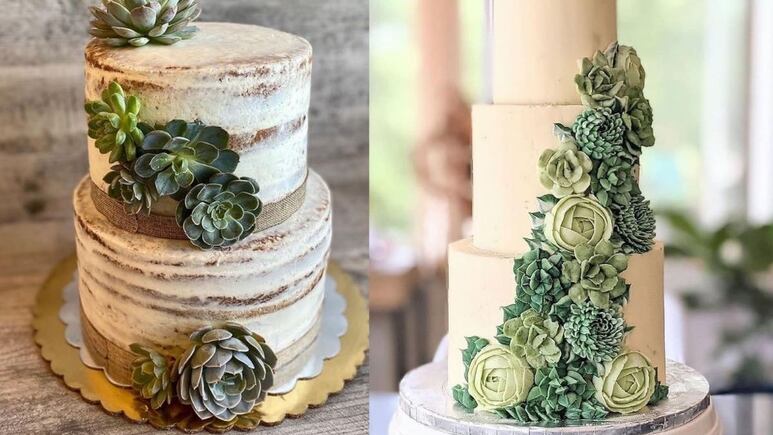 5 pasteles con suculentas que toda novia plant lover debe tener en su boda