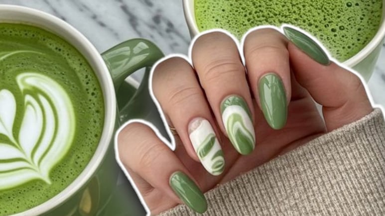 Uñas matcha latte, la manicura verde más elegante del verano