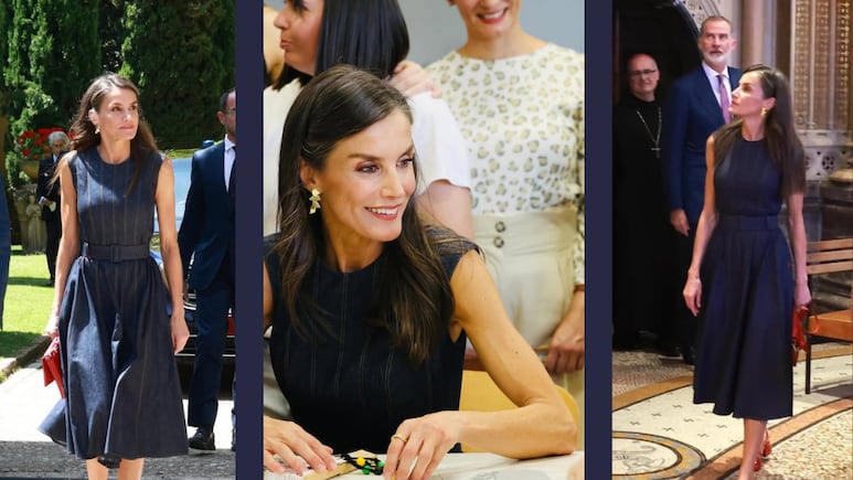 Reina Letizia da lección de estilo con tacones rojos y vestido de mezclilla perfecto para verano