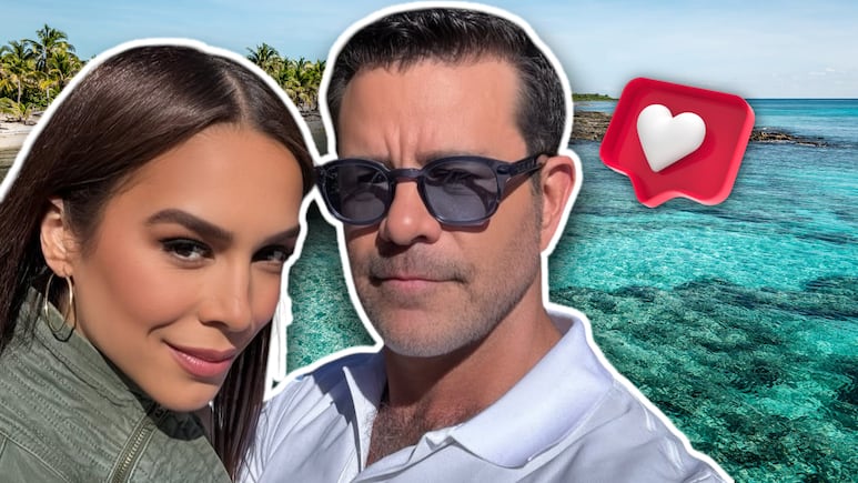 Biby Gaytán y Eduardo Capetillo sonríen abrazados en la playa