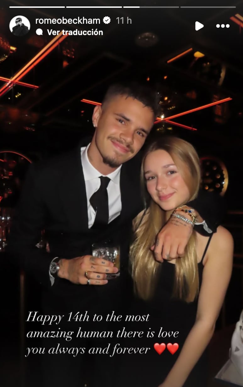 Romeo Beckham felicita a su hermana Harper por su cumpleaños