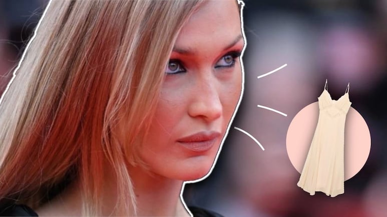 Bella Hadid con vestido lencero