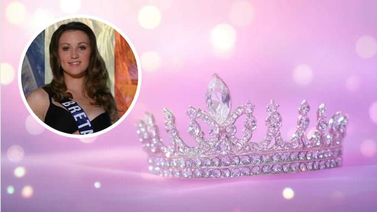 Charline Leray con banda de Miss Bretaña sonriendo