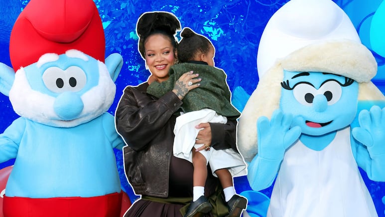 Rihanna con sus hijos vestidos de Dior en la alfombra roja