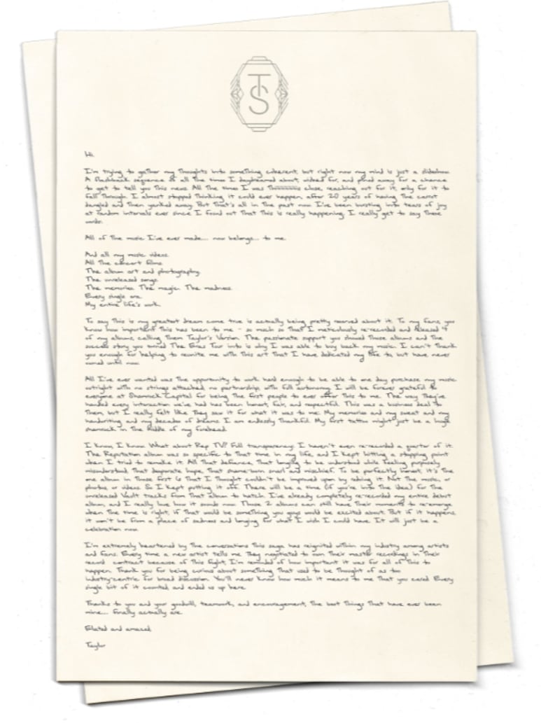 Carta completa de Taylor Swift