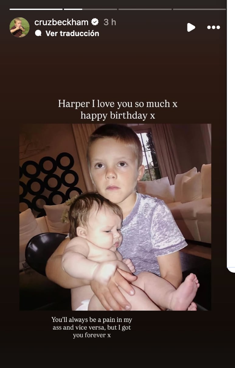 Cruz Beckham felicita a Harper por su cumpleaños