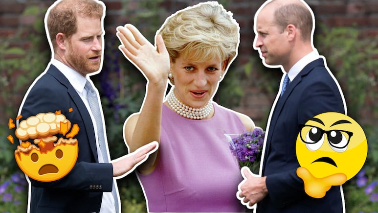 Lady Di junto a sus hijos Guillermo y Harry