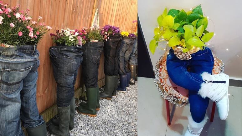 Plantas: Haz macetas de jeans y recicla tus pantalones (PASO A PASO)