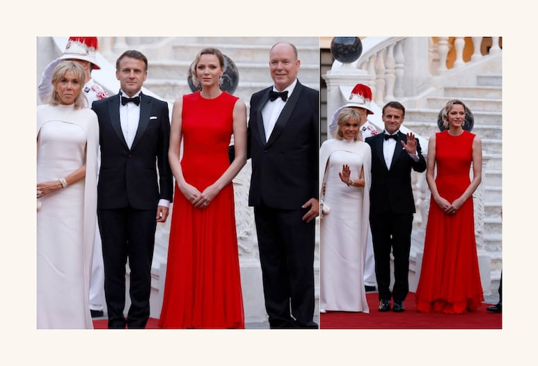 Brigitte Macron y Charlène de Mónaco impactan con sus looks en una visita de Estado única