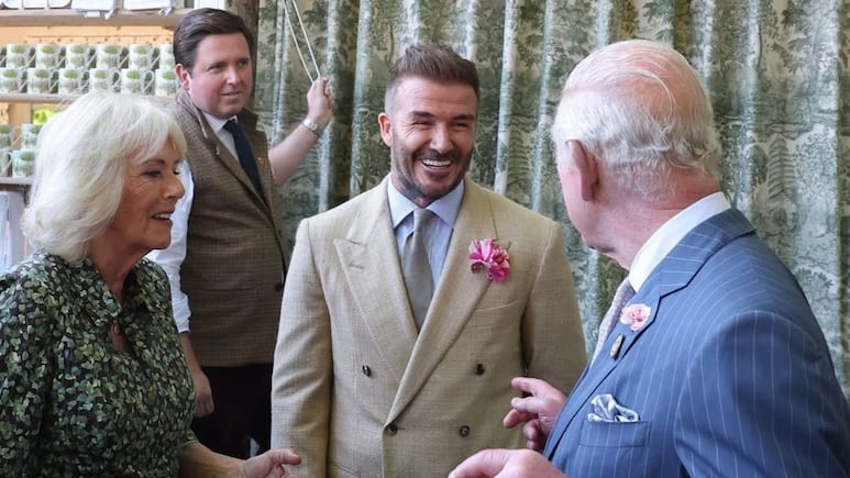 David Beckham, rey Carlos III y reina Camila