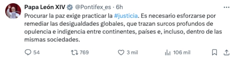 Mensaje del Papa